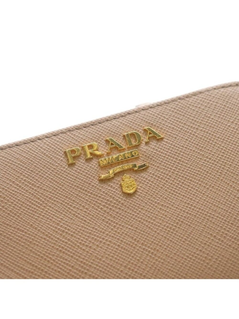 Prada Saffiano Compact Wallet Bifold Coin Case Leather Pink Beige Gold - Picture 5 of 6
